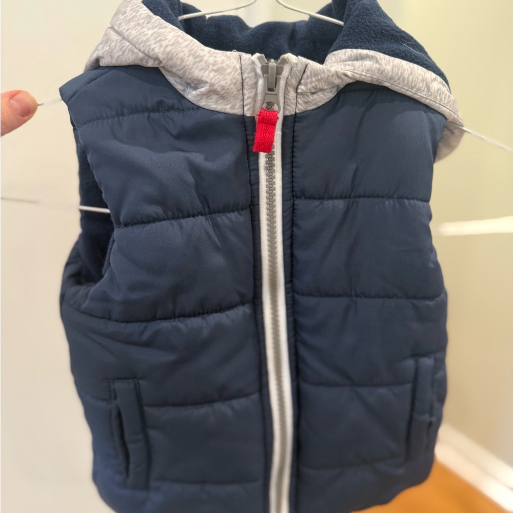 Little Me Navy and Gray Infant/Toddler Puffer Vest 12-18M
